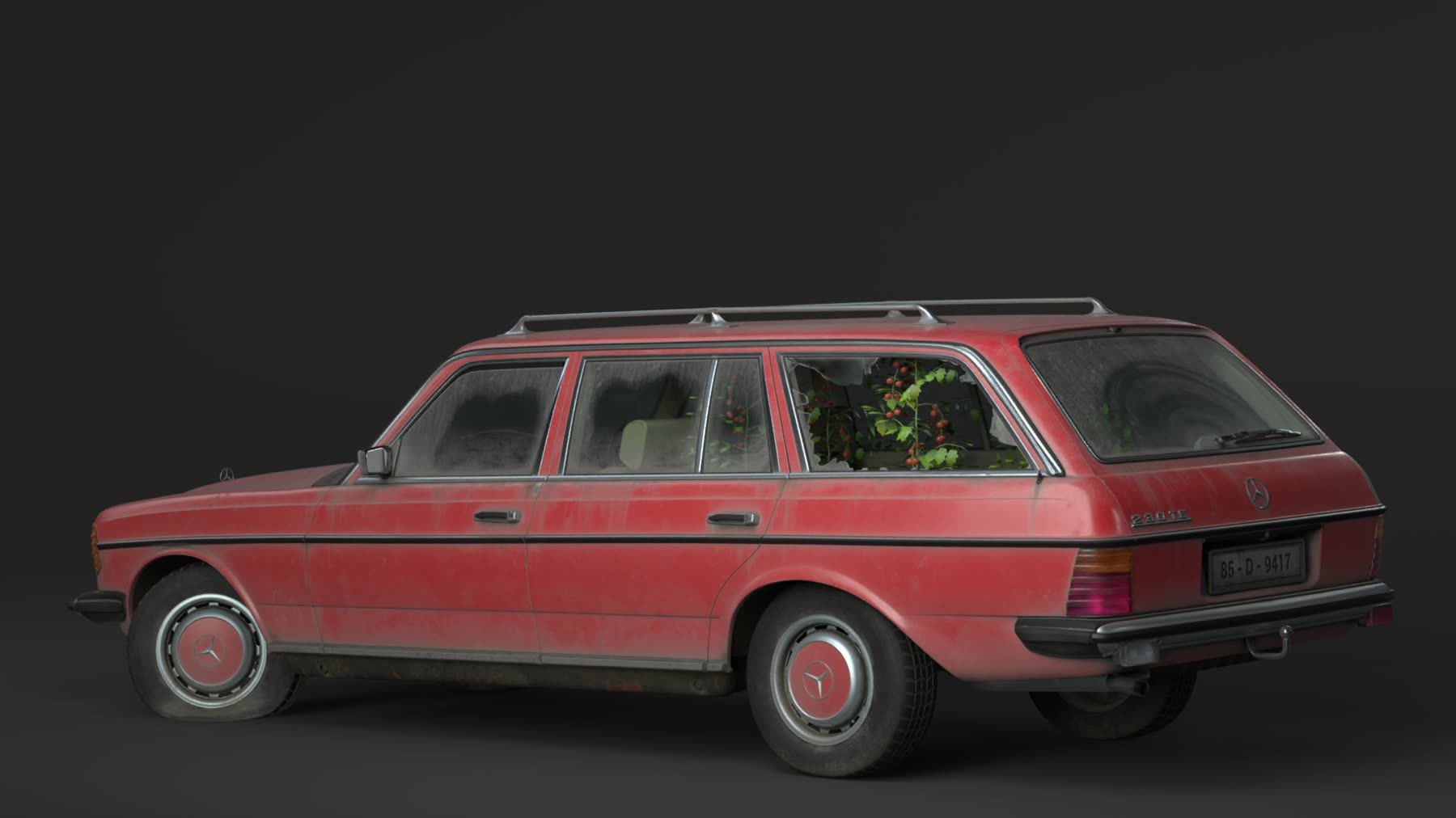 Mercedes-Benz 190E — Digital 3D — modelling, texturing, SpeedTree